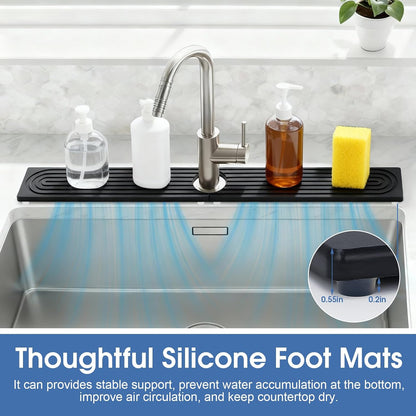 24 Inch Kitchen Sink Splash Guard, Sink Splash Guard Behind Faucet, Silicone Faucet Handle Drip Catcher Tray Mat for Kitchen, Bathroom Counter, Dark Gray, 23.6" x 4"