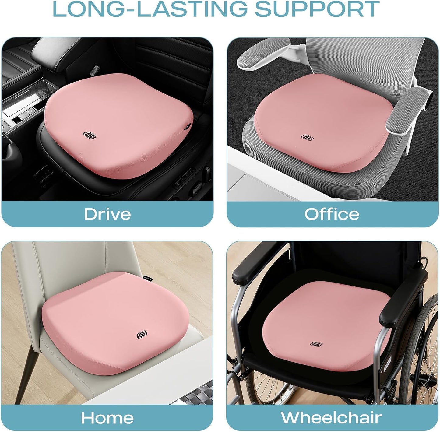 Skechers Seat Cushion Premium Gel & Memory Foam-Office Chair Cushion for Tailbone Pain Relief,Butt Pillow for Office Chair,Car seat Cushion,Long Sitting Office Workers,and Car Drivers,Black