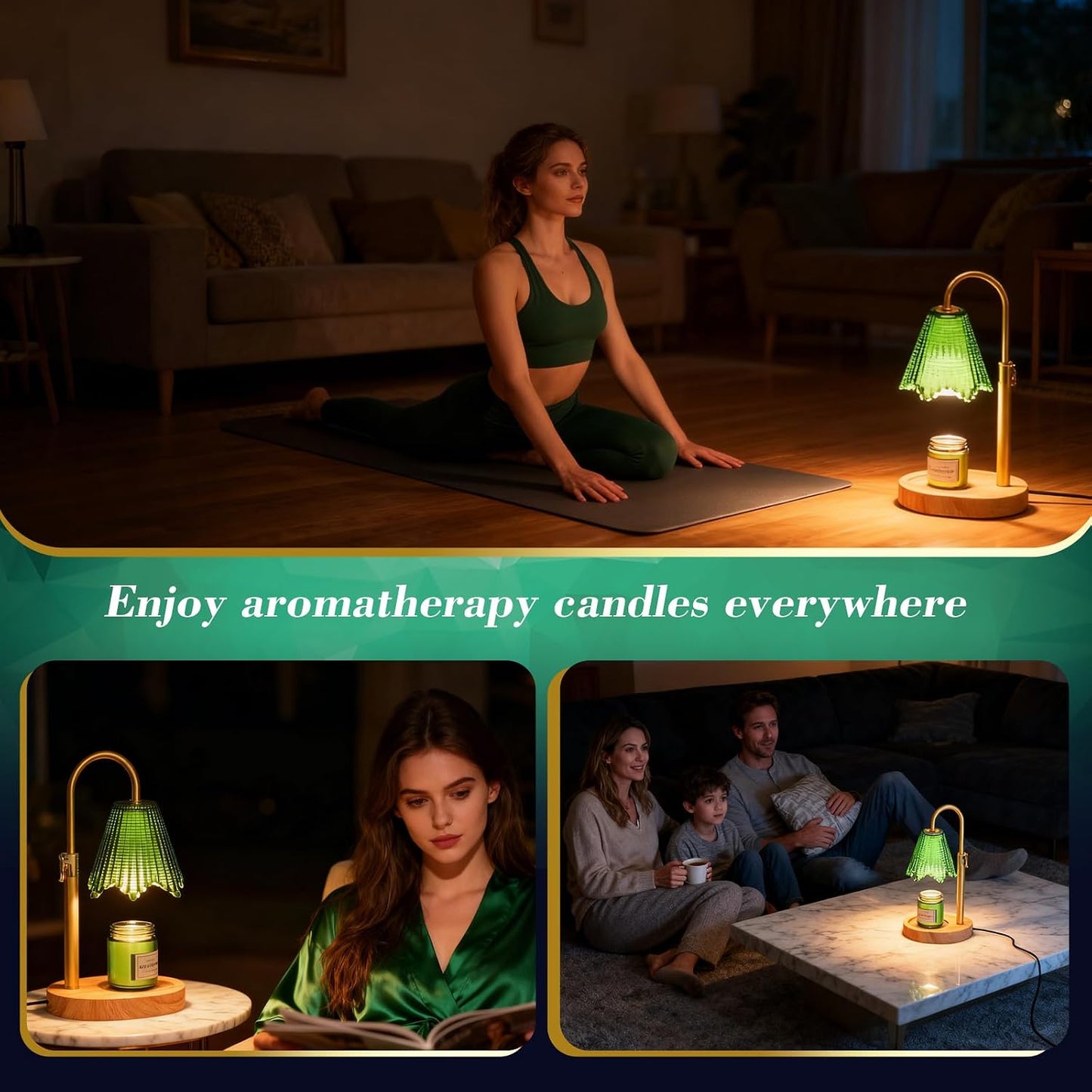Flower Candle Warmer Lamp,Adjustable Timer & Dimmer(Black2) | Adjustable height fits jars. Timer & dimmer safe melt. 2 bulbs & heat-proof base. Perfect for bedroom, office, or gifting.