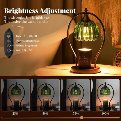 GOODBUY Candle Warmer Lamp with Timer Dimmable: Electric Candle Warmer Birthday Gifts for Women Mom - Candle Lamp Warmer House Warming Gifts New Home Decor - Wax Warmer for Jar Candles with 2 Bulbs
