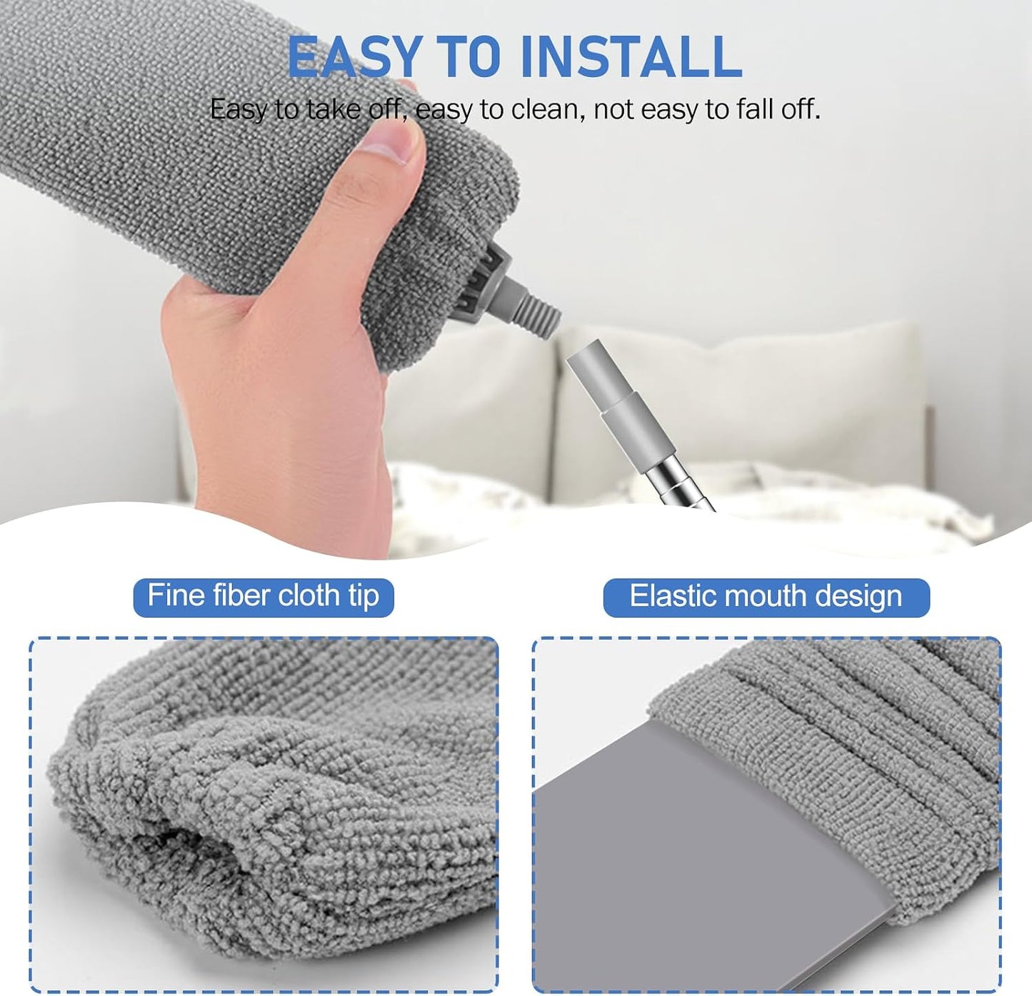SetSail Dusters for Cleaning Retractable Gap Duster with Extension Pole | Extension Pole Long Handle, Flat Dust Cleaner, with 2 Microfiber Dusting Cloths, for Under Appliances Furniture Fridge