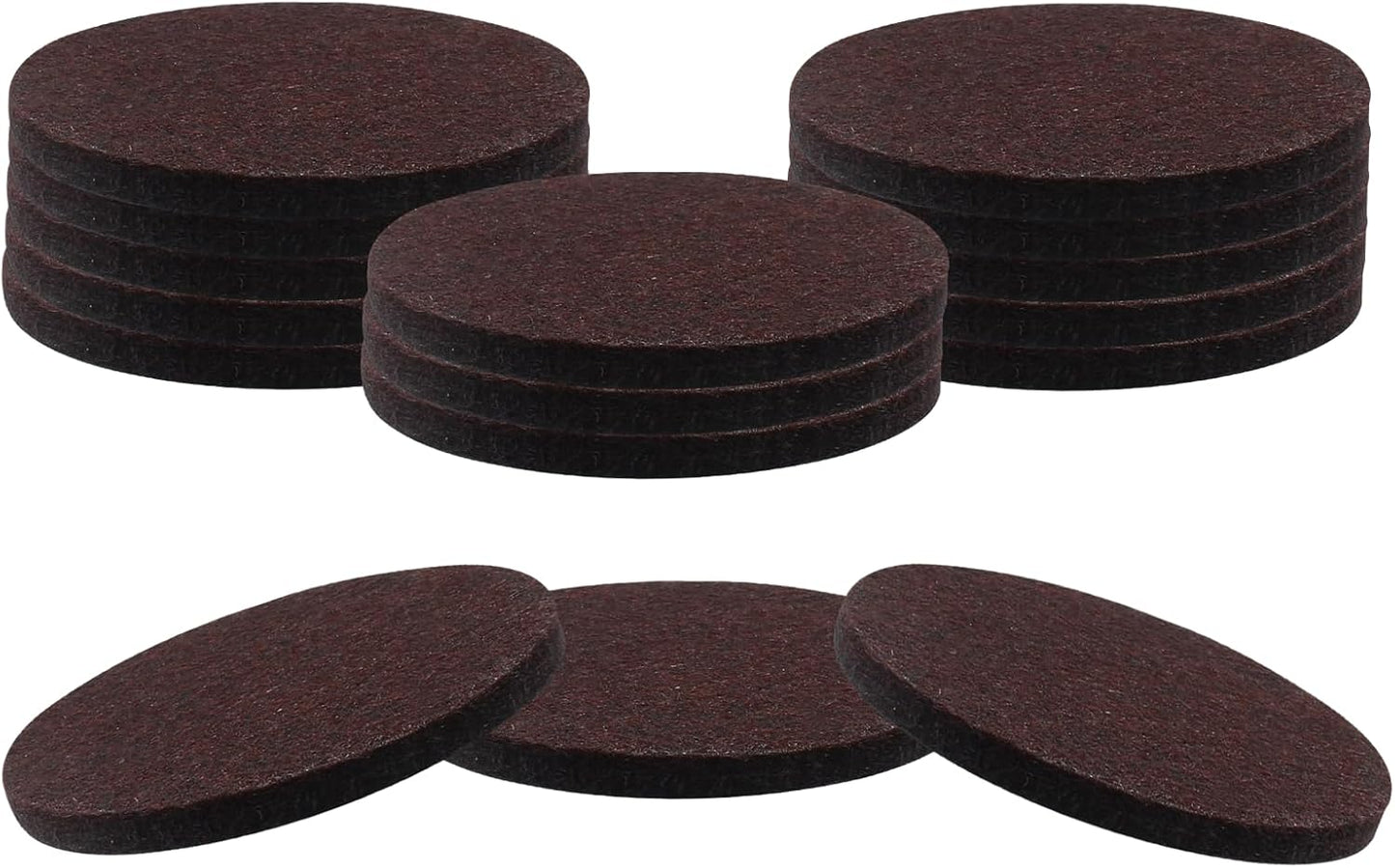 48 Pcs 1-1/2"/38mm Felt Furniture Pads Brown Round | Self Adhesive, 5mm Thick, Anti Scratch Floor Protectors, For Furniture Feet Chair Legs