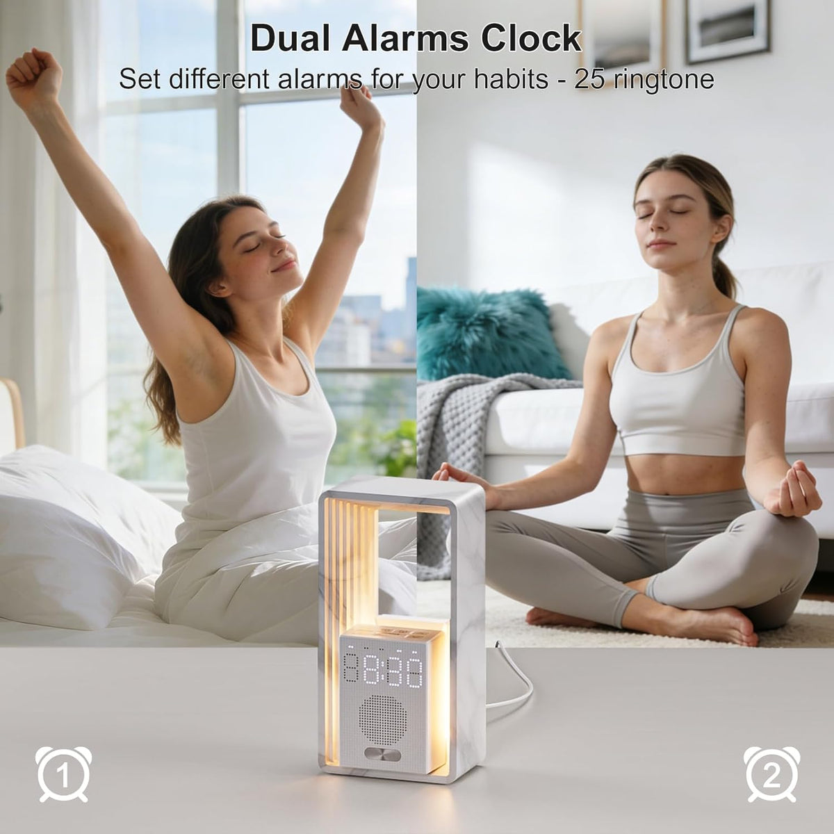 Hensam Sunrise Alarm Clock with 20 White Noise & Night Light for Bedroom
