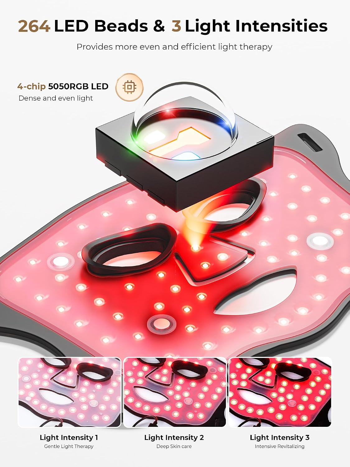 Red Light Therapy Mask with Cooling Gel Pack, 7-Color NIR 850nm LED Face Mask, LED Light Therapy Mask (E106A) with Rechargeable Remote - 180 Mins Use, Red Light Mask Home Travel Gift, Black