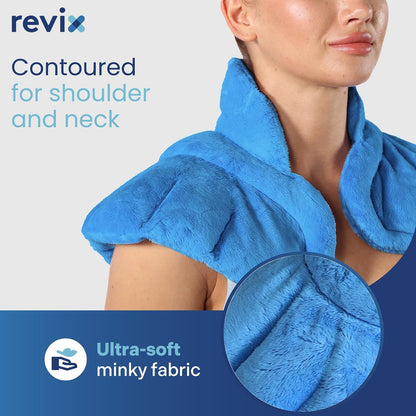 REVIX Microwave Heating Pad for Neck and Shoulders Back, Microwavable Heated Neck Wrap Warmer with Moist Heat, Lavender Aromatherapy Hot and Cold Pack