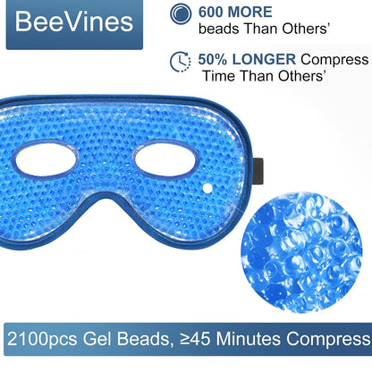 BeeVines Gel Eye Mask, XL Size Cooling Ice Masks for Puffy Eyes (2 Pack)