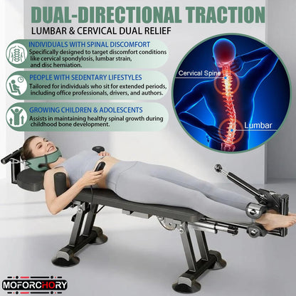 Electric Traction Machine for Neck & Back, Home Spinal Decompression Device for Lower Back Pain Relief, Non-Inversion Spine Stretcher for Safer Daily Use,Lumbar&Cervical Traction Decompression Table