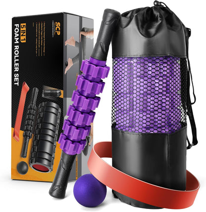 SUBCULTUREPICK 5 in1 Foam Roller Set, Trigger Point Foam Roller Deep Tissue