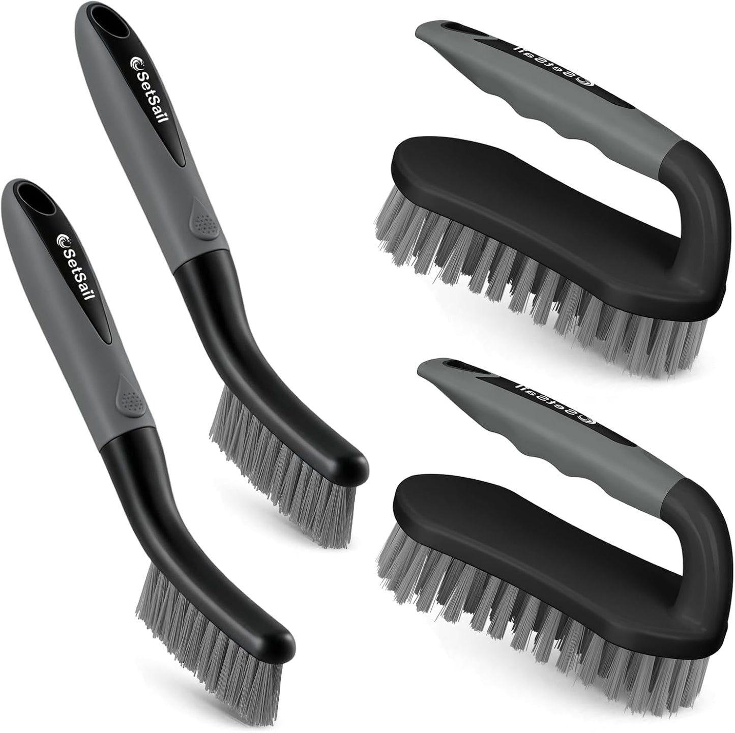 SetSail Scrub Brush, Heavy-Duty Scrub Brushes for Cleaning with Stiff Bristles Cleaning Brush for Shower, Bathroom, Carpet, Kitchen and Bathtub Scrubber - 2 Pack | Durable Bristles Ergonomic Non-Slip Tpr Grip. U-Style Hanging Loop for Storage. Use for