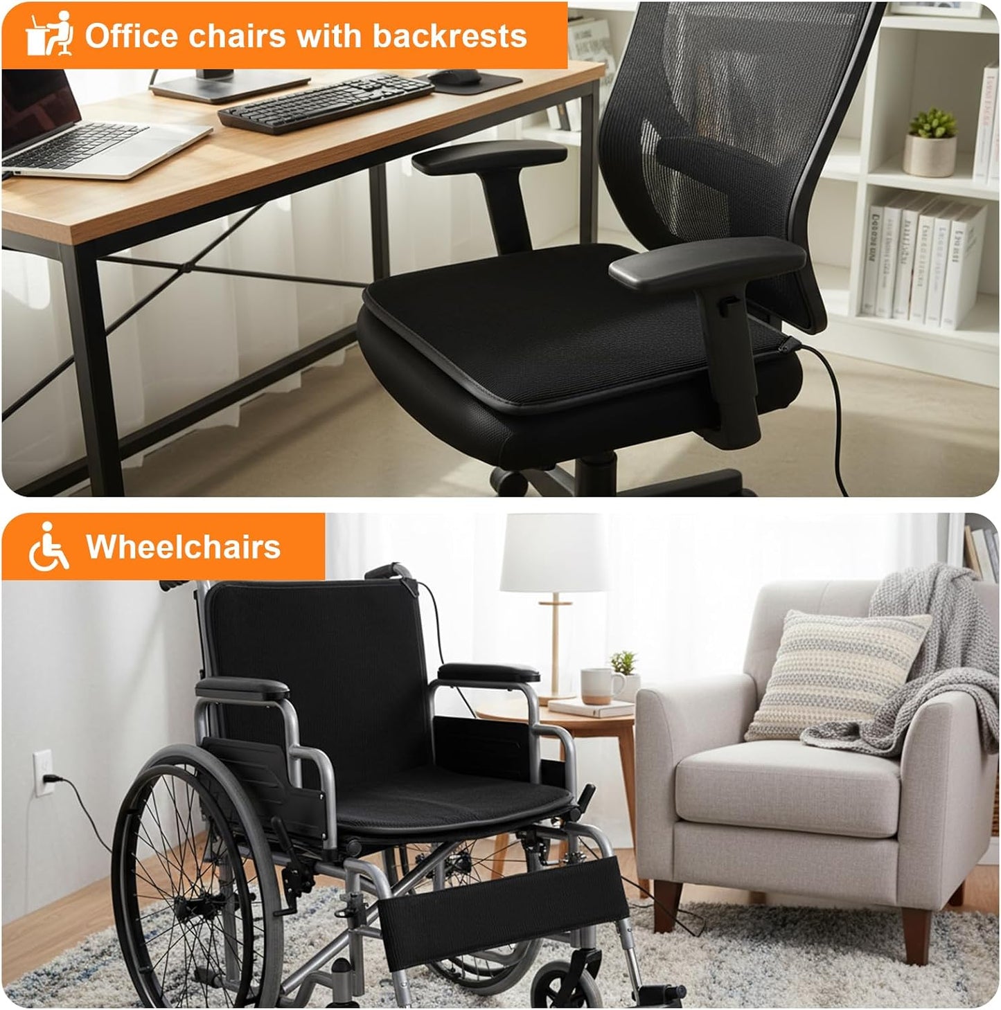 Heated Seat Cushion for Office Chair, Heated Chair Pad with Adjustable Temperature & Timer, Comfortable Seat Warmer