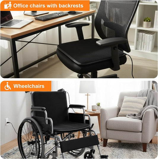 Heated Seat Cushion for Office Chair, Heated Chair Pad with Adjustable Temperature & Timer, Comfortable Seat Warmer