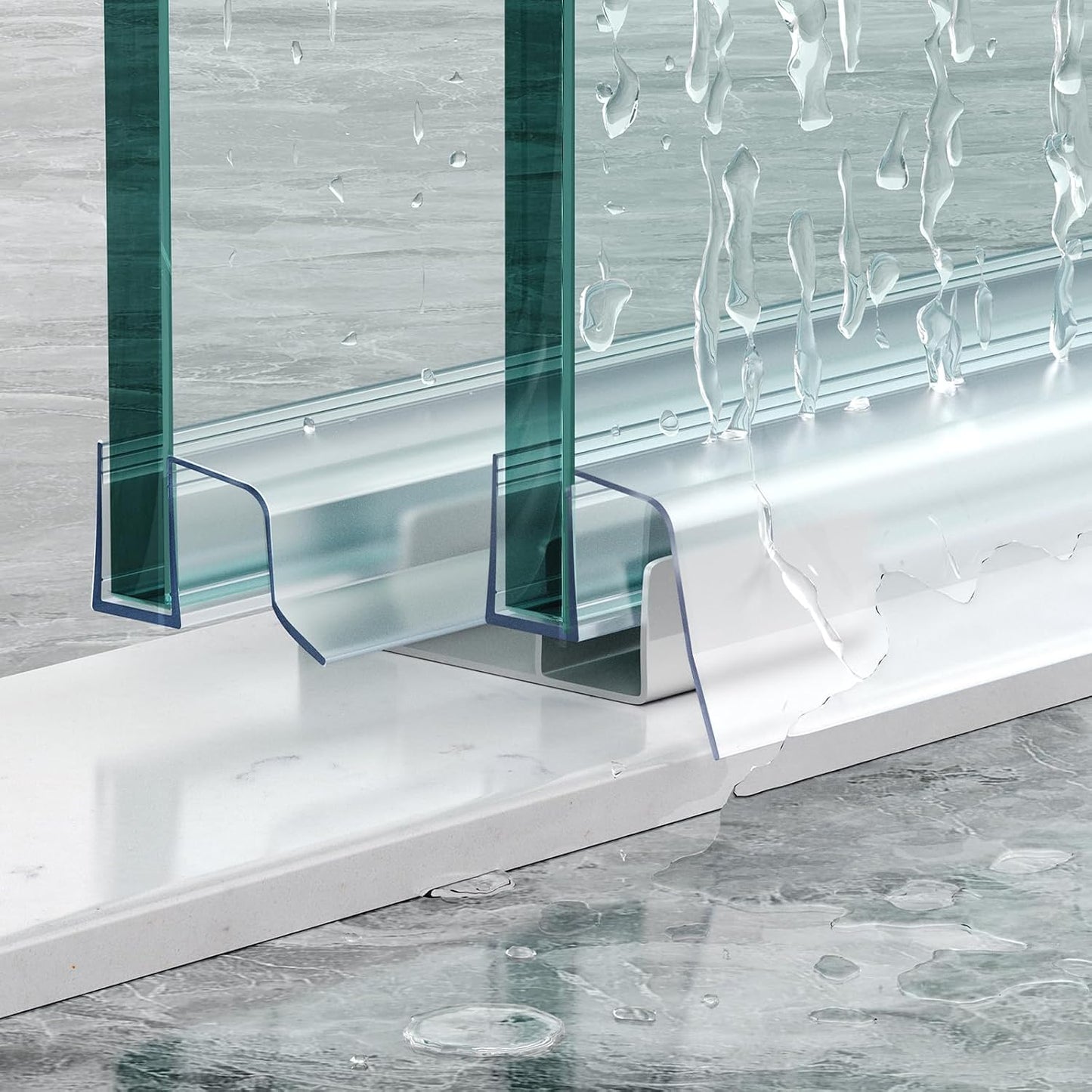 Sliding Shower Door Bottom Seal,2 PCS 3/8" x 36" | Sliding Shower Door Sweep for 3/8Inch Glass, Frameless Glass Door Seal Strip Stop Shower Leaks and Create a Water Barrier