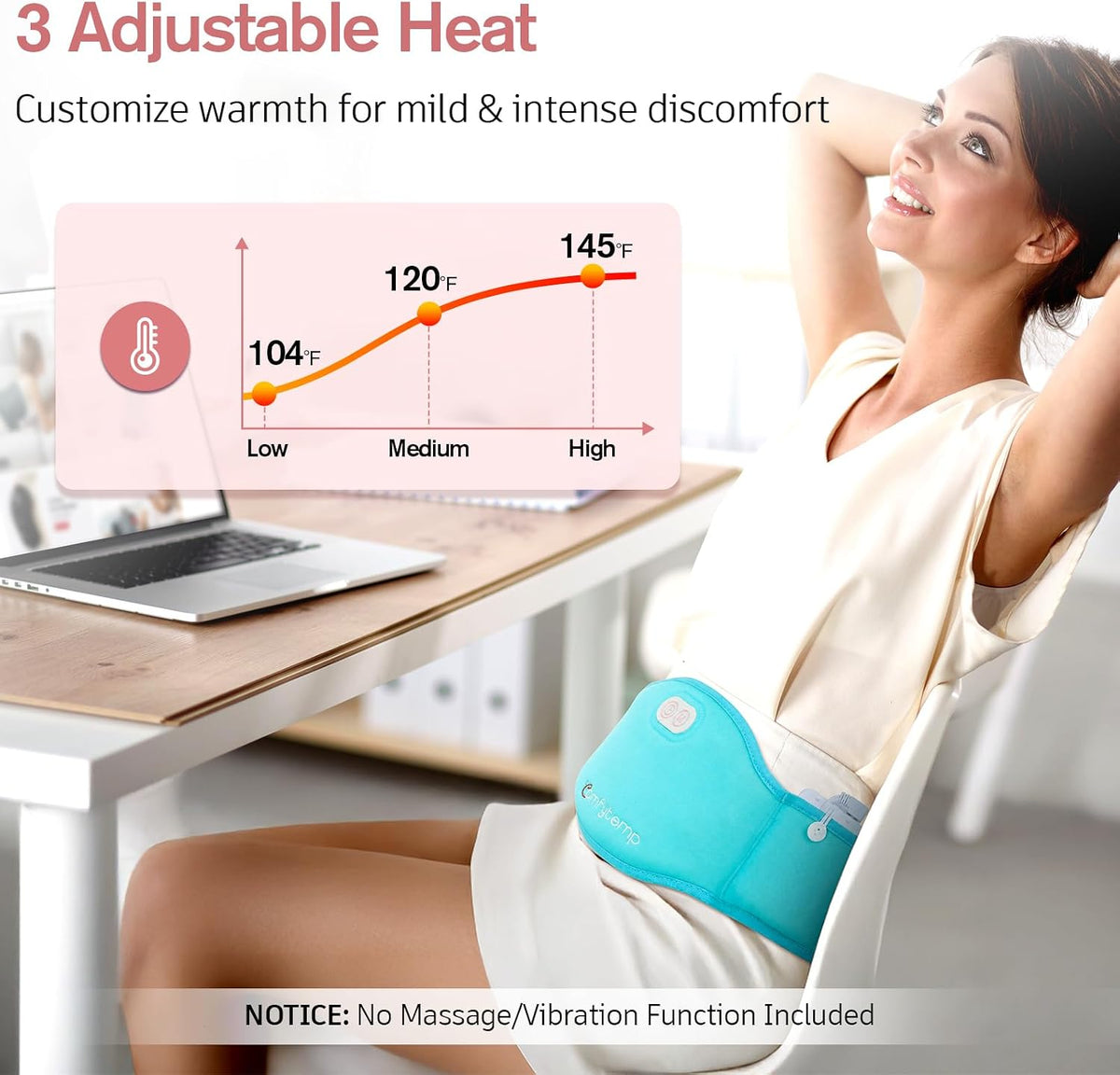 Comfytemp Portable Belly and Back Heating Pad for Period Menstrual Cordless