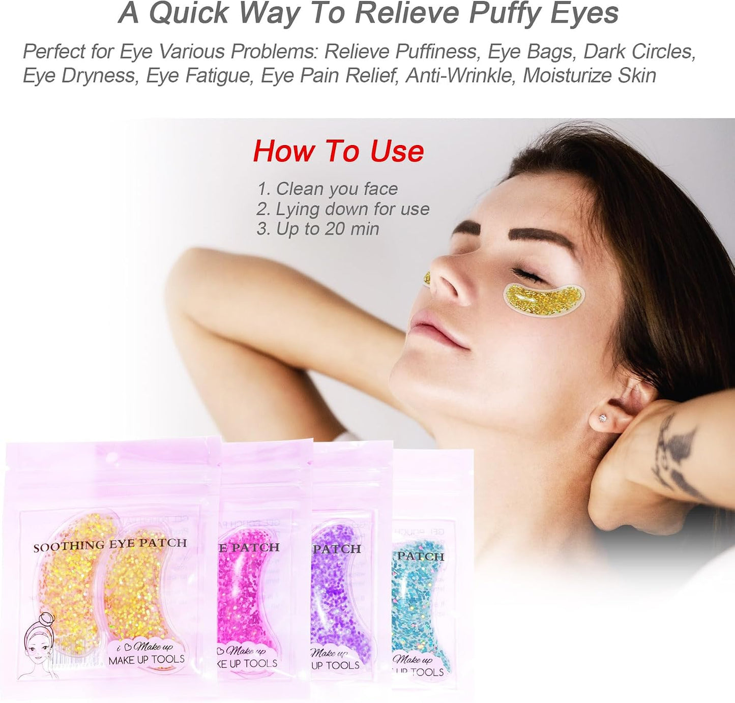 10Pack Under Eye Patches for Puffy Eyes, Reusable Ice Gel Eye Pad Cooling Eye Patch Hot Cold Therapy Eye Mask