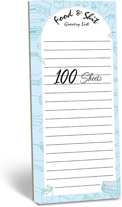 Hebayy 100 Pages Food&Shit Magnetic Back Funny Grocery List Planner Note Pad To Do List for Fridge Locker (3" x 8")