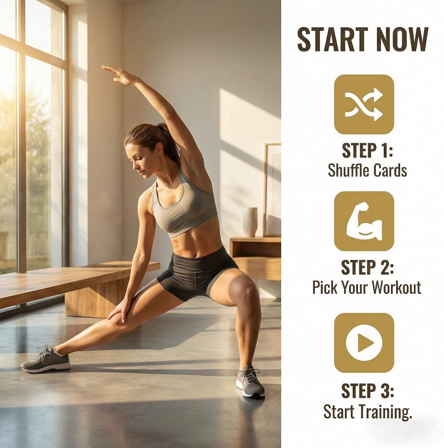 Bodyweight & Dumbbell Workout Cards - 100 Large 5"x3.5" Exercise Cards with 24 Strength Moves, Home & Gym Fitness Cards for Men & Women, Beginner Fitness Guide