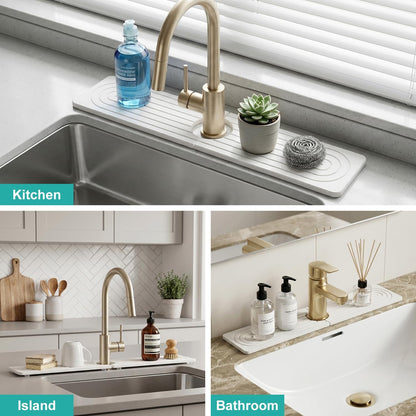 Fast Dry Stone Faucet Mat for Bathroom Sink Kitchen Counter Marble Trays | Small Diatomite Sink Splash Guard White Absorbent Tray Counter Quick Drying Stone Kitchen Diatomaceous Earth Around Faucet
