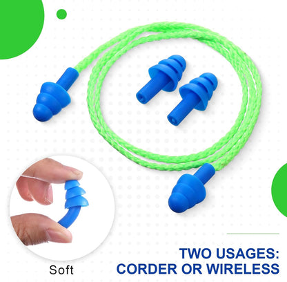 Tondiamo 200 Pairs Ear Plug Bulk with Cord Reusable Silicone, Fresh
