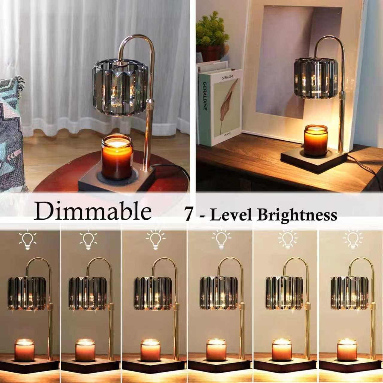Yuichoy Candle Warmer Lamp with Timer, Dimmable Electric Candle Wamer Adjustable Height, Glass Modern Candles Melter Lamp, Gifts for Women Mom, Clear