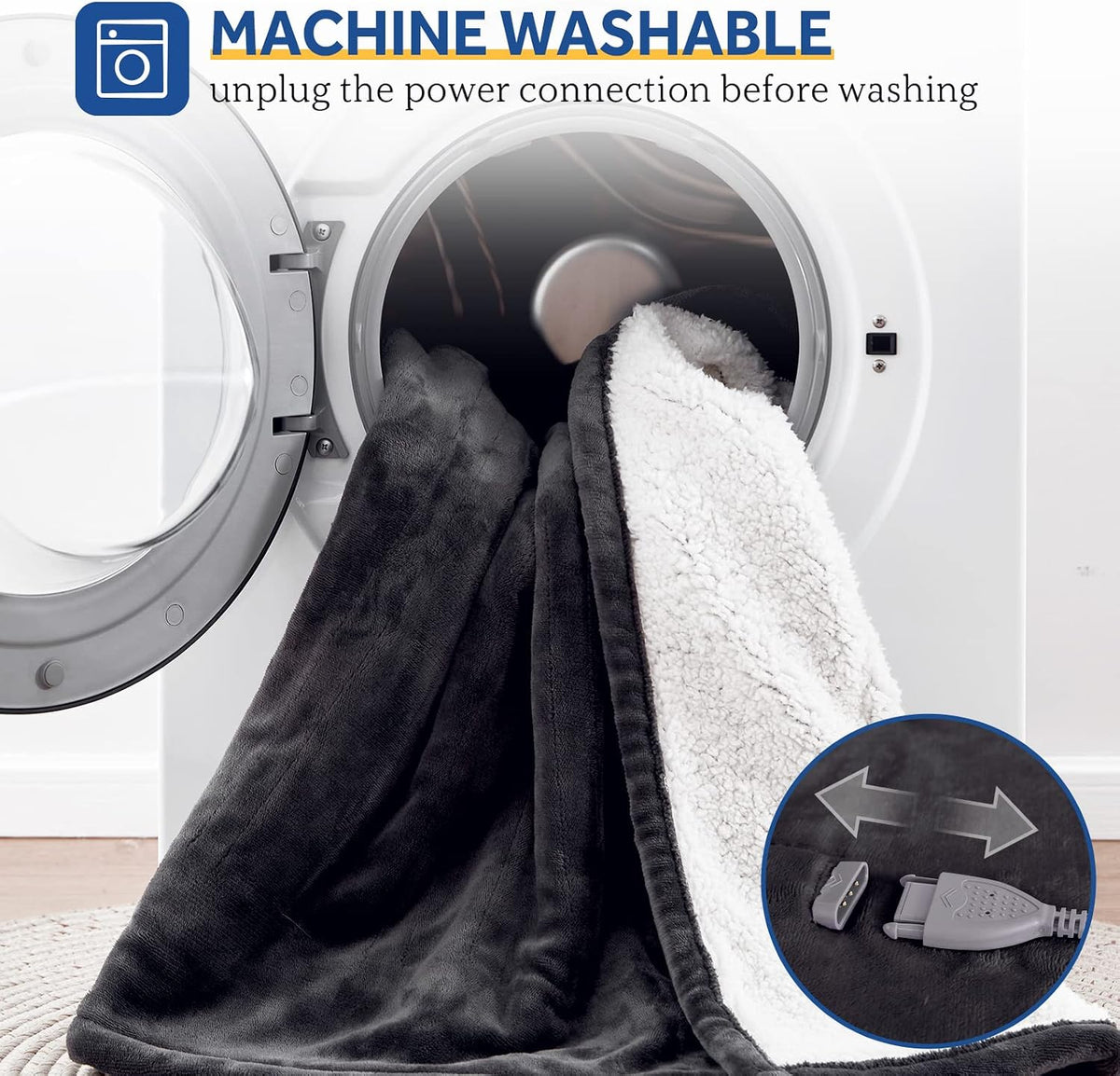 Sealy Electric Throw Blanket Heated Flannel & Sherpa Auto Shutoff 50"x60"
