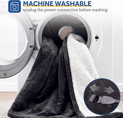 Sealy Electric Throw Blanket Heated Flannel & Sherpa Auto Shutoff 50"x60"