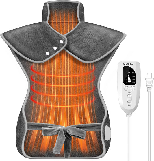 Heating Pad for Back Pain Relief, FSA Eligible HSA, Electric Heating Pads for Back Neck Shoulders, Wearable Large Heat Pad, Christmas Gifts for Mom Women Dad Men, ETL Certified, 24” x 37”, Dark Gray