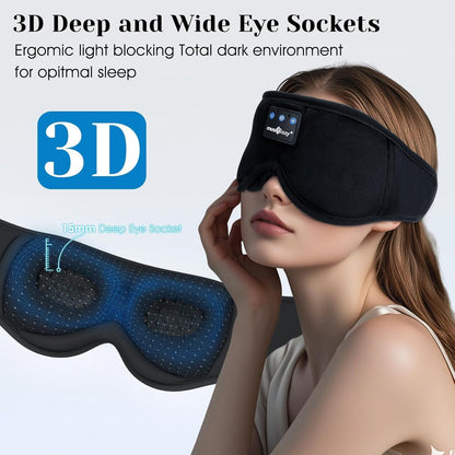 MUSICOZY 3D Sleep Headphones Bluetooth 5.4 Sleep Mask with HD Speakers