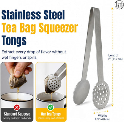 2 Pack Tea Bag Squeezer Stainless Steel Tea Bag Squeezer Tongs Strainer Gripper Picker