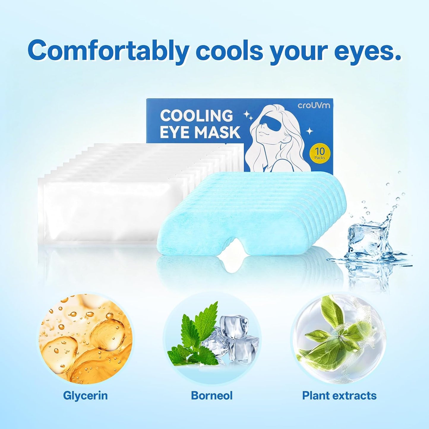 Disposable Cooling Eye Mask for Puffy Eyes, Cold Eye Mask for Eyes Tension Stress Relief, Eye Ice Pack for Cold Compress, 10 Packs