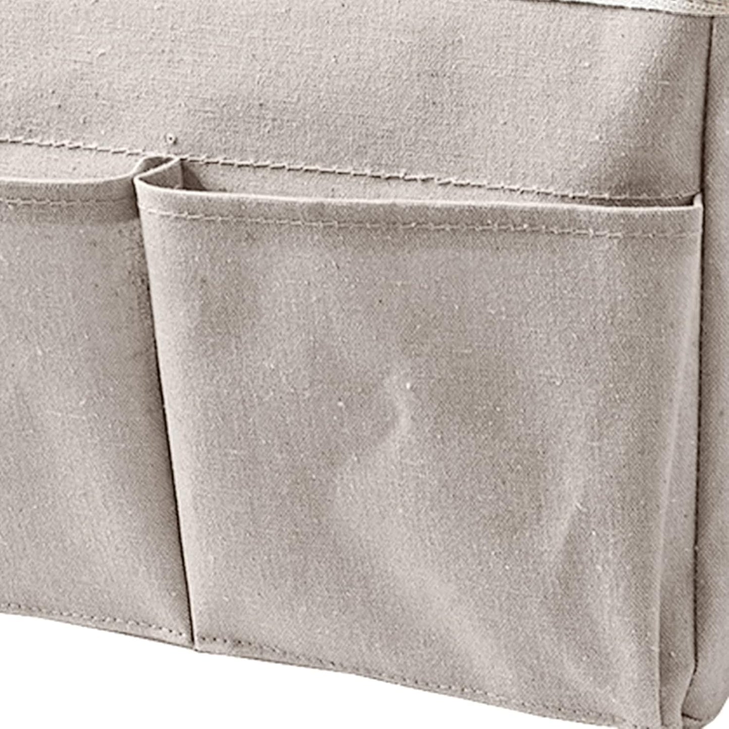 Bedside Caddy Hanging Bed Organizer Storage Bag Pocket for Dorm Rooms Bed Rails Nightstand Hanging Bag Cotton Linen Bedside Storage Pocket Organizer Basket for Bunk Bed Dorm Rooms(Grey)