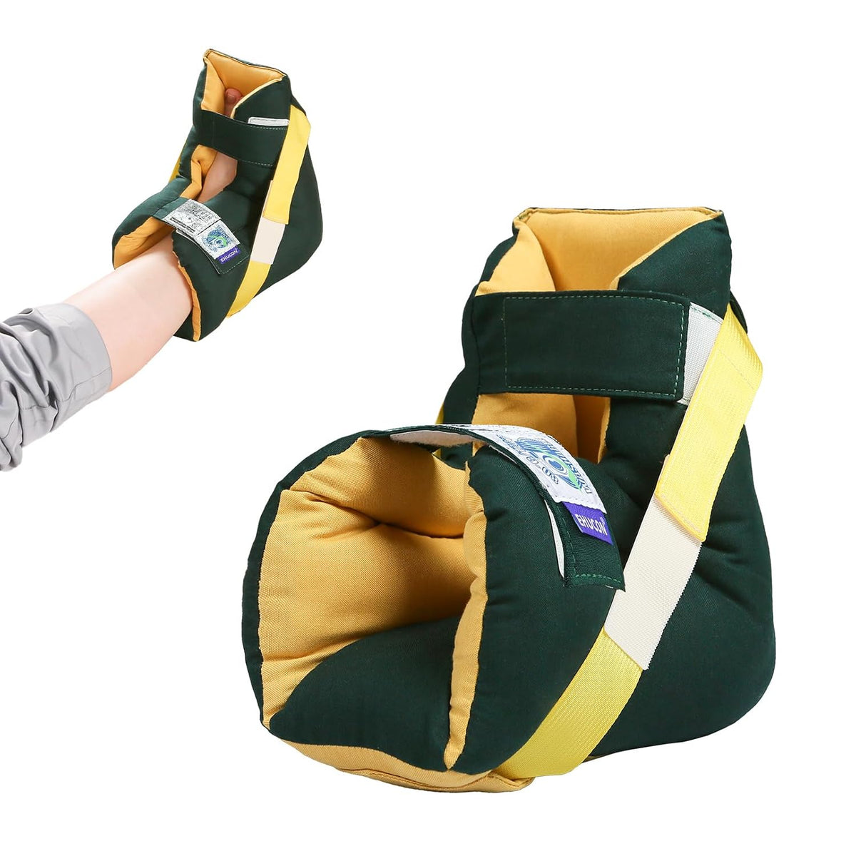 Foot Drop Heel Protector – Ankle Support for Bed Sores, Pressure Relief & Diabetic Care – Adjustable Straps, Breathable, Machine Washable (Dark green, Free Size)
