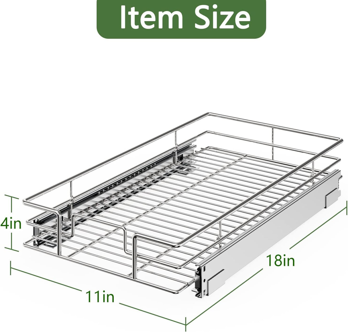 LOVMOR 2 Tier Individual Pull Out Cabinet Organizer 11" W x 18" D, Slide Out Kitchen Cabinet Storage Sliding Shelves
