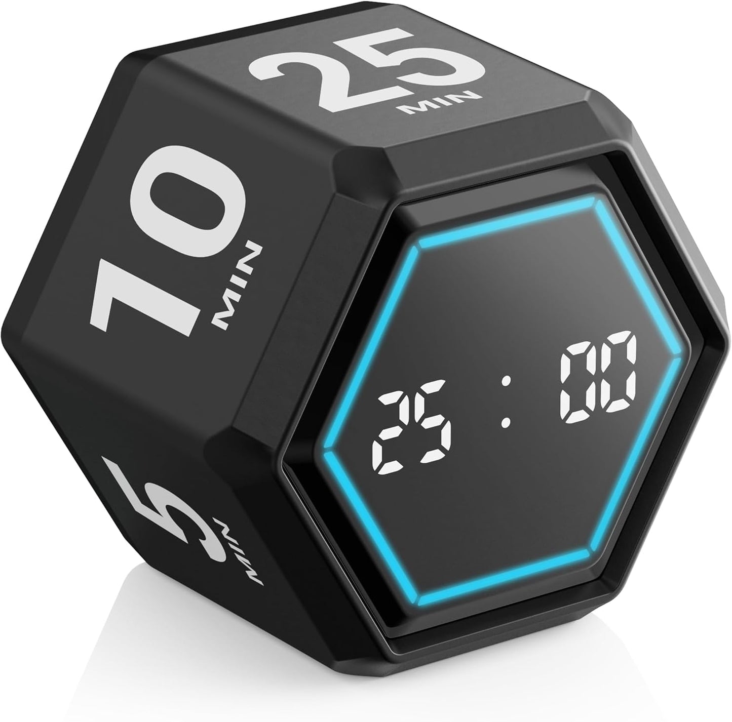 Visual Cube Timer with Visual Countdown, 5 & 25 Min Presets | 6 preset times (25, 5, 3, 10, 30 & 50 min), silent, vibration and sound alerts for study, work and classroom use
