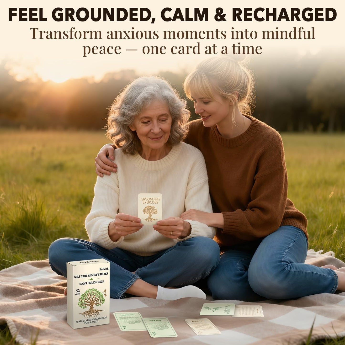 QUOKKA Meditation Cards - 120 Cards for Adults - Anxiety Relief Items Affirmation Cards for Mental Health - Calming Self Care for Women - Perfect Mindfulness Gift for Adult