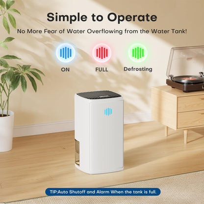 Small Dehumidifier,38OZ,Energy Saving for Bedroom, Bathroom, Closet | 280 Sq.Ft, 28dB Ultra Quiet, Auto Defrost, Auto Shut-off, Portable for Wardrobe Office & RV