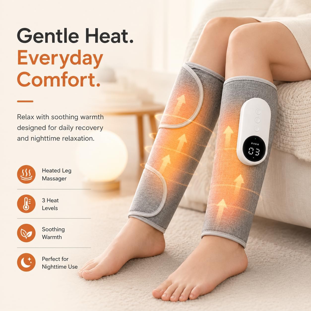 Heated Calf Air Massager, 3 Modes 3 Intensities, Leg Pain Relief & Circulation Support,Gifts (Pair)