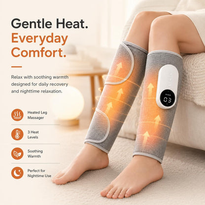 Heated Calf Air Massager, 3 Modes 3 Intensities, Leg Pain Relief & Circulation Support,Gifts (Pair)