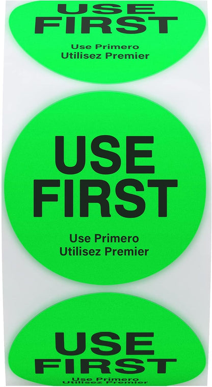500 Pcs 1.5" Use First Stickers Small Stickers Circle Label Dot Labels Fluorescent Paper, Fluorescent Green