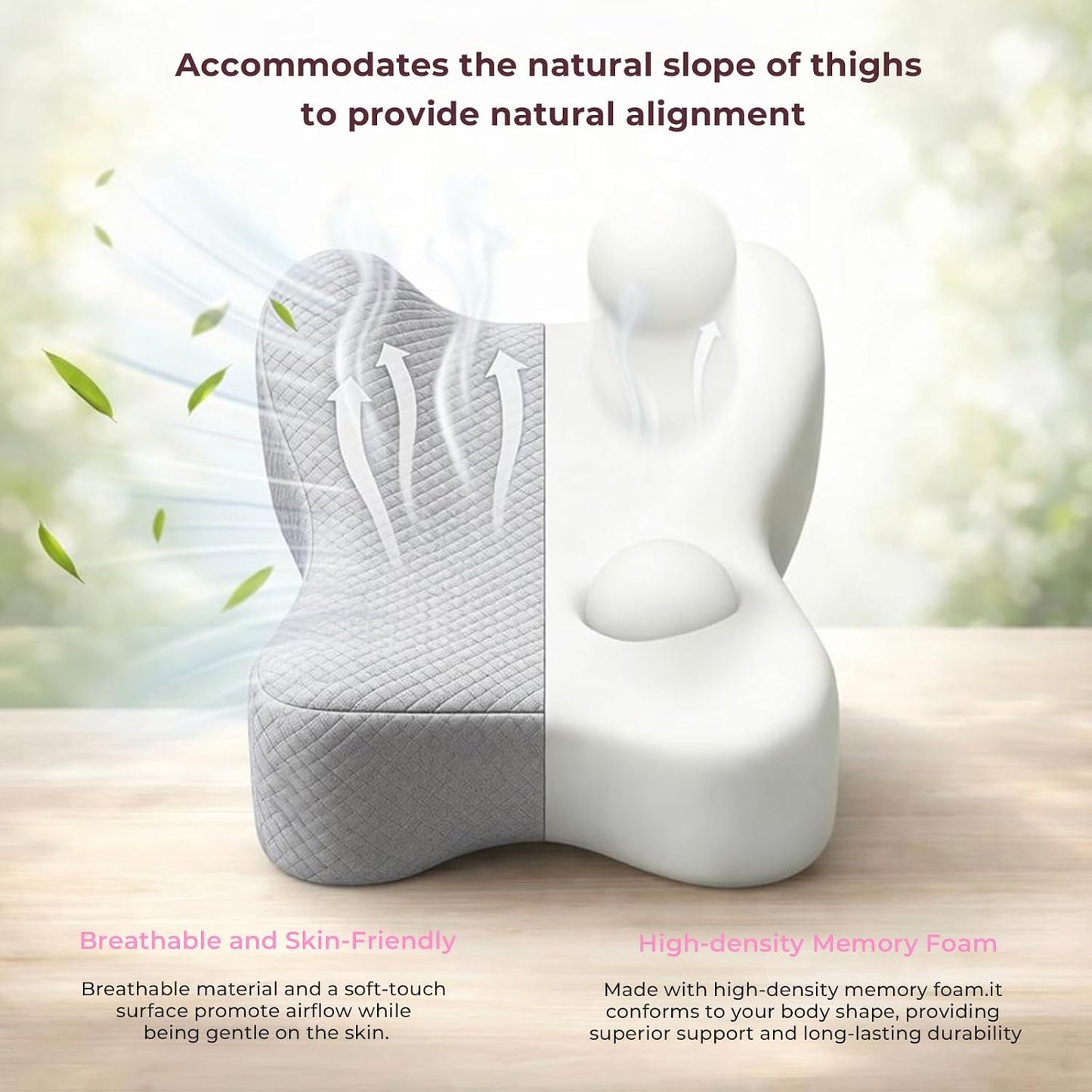 Knee Pillow for Side Sleepers, Alignment Pillow for Side Sleepers, Relief Hip & Sciatica Pain, Nourial Pillow Between Legs for Pregnant Women and Seniors (Grey)