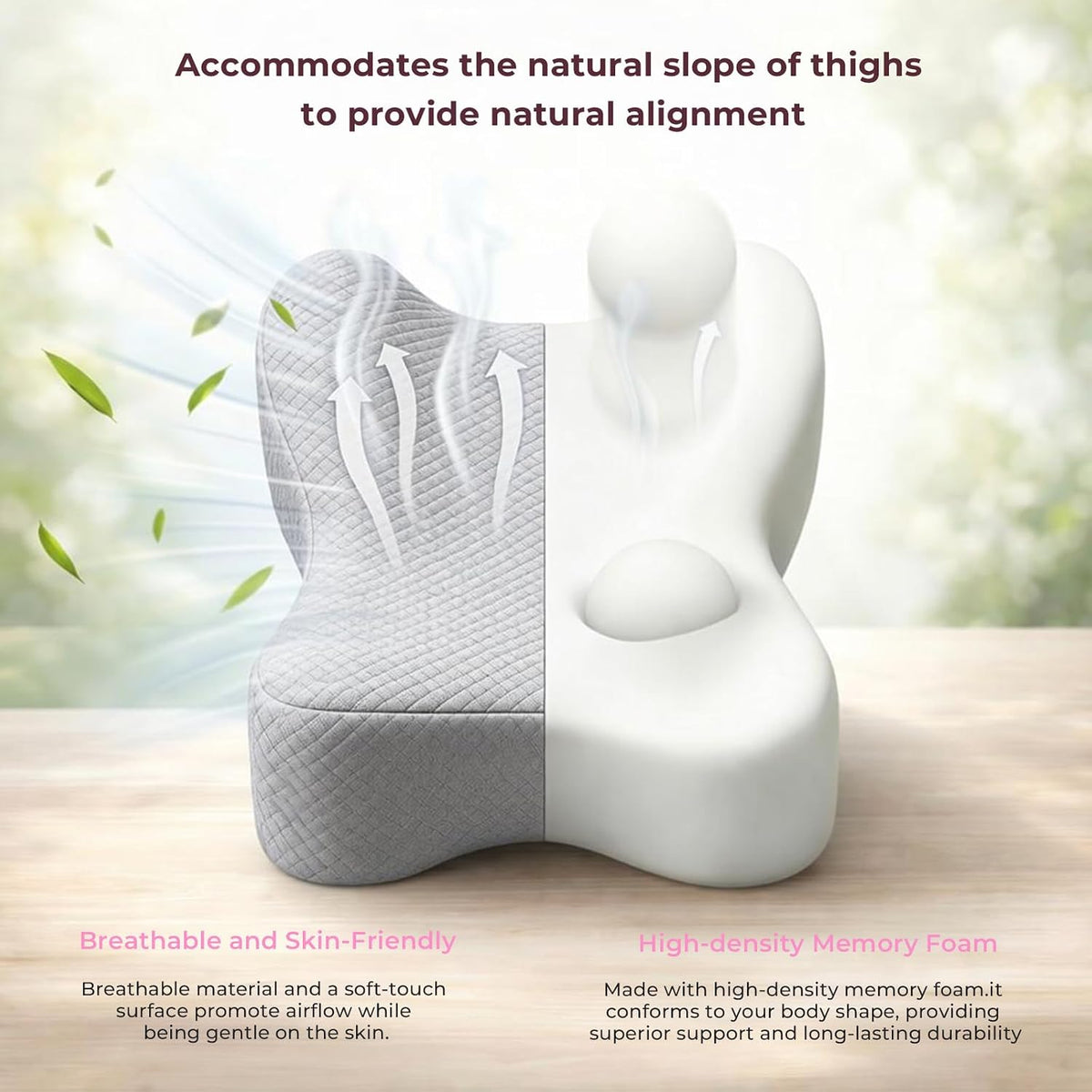 Knee Pillow for Side Sleepers, Alignment Pillow for Side Sleepers, Relief Hip & Sciatica Pain, Nourial Pillow Between Legs for Pregnant Women and Seniors (Grey)