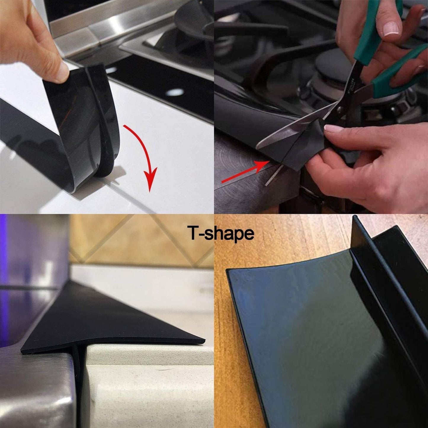 2 Pack Silicone Stove Counter Gap Cover, 21 inch Long Kitchen Counter Gap Filler