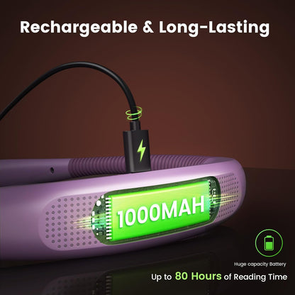 Glocusent Upgraded LED Neck Reading Light, Book Light for Reading in Bed