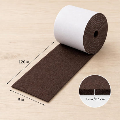 Felt Furniture Pads, Self Adhesive Felt Sheets Roll, Cuttable Felt Pads for Furniture Legs, Heavy Duty Furniture Pads for Hardwood Floors, Chair Wall Protector, Black, 40 x 5 x 0.12 Inch