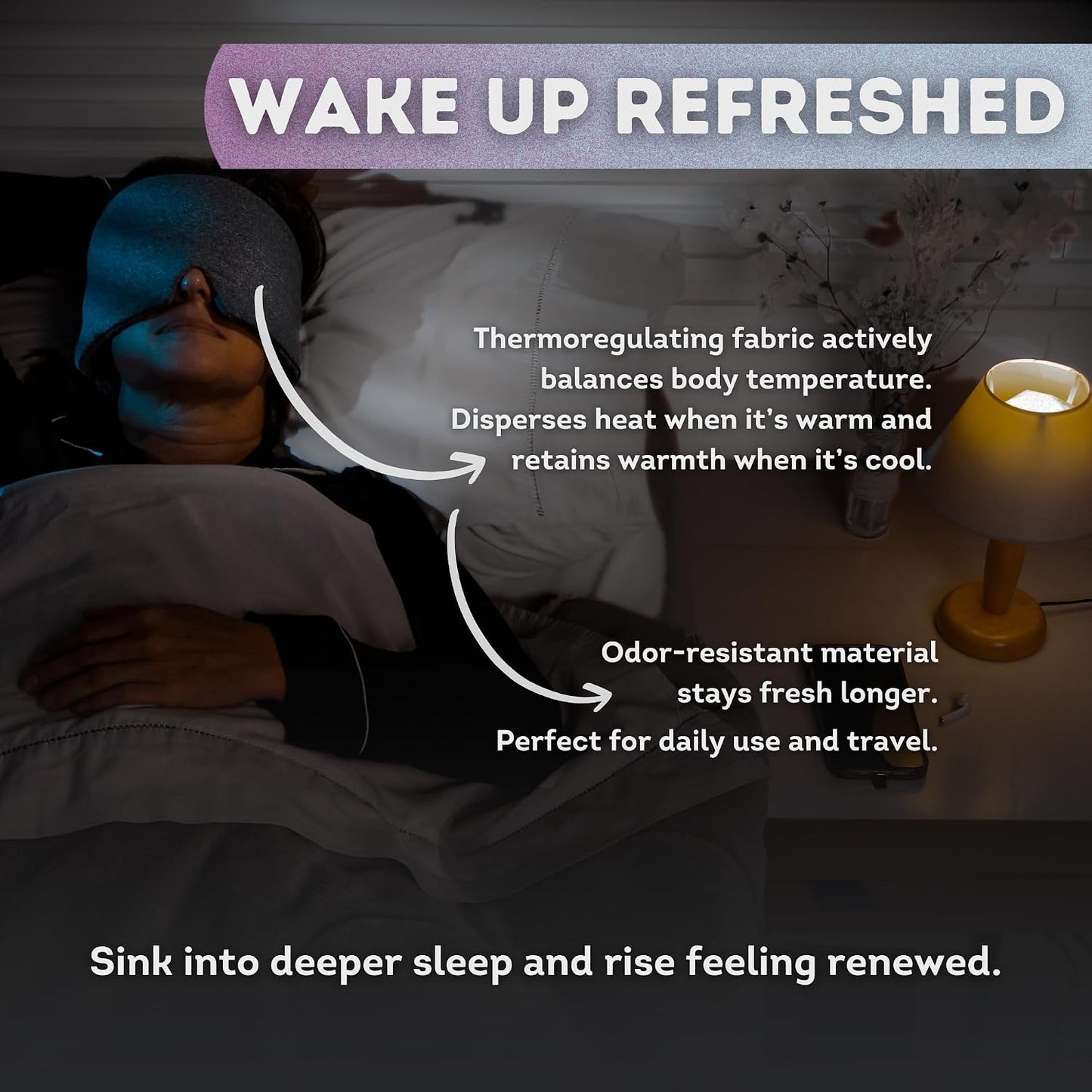 Sleep Mask for Men Women, 100% Light Blocking, Comfortable Adjustable for All Head Sizes, Breathable Eye Mask, Ideal Blackout Sleep Mask for Side Sleepers, Travel, Airplane, Nap, Shift Work