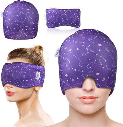 my novel things Migraine Relief Cap, Ice Headache Relief Mask Cold Cap Set