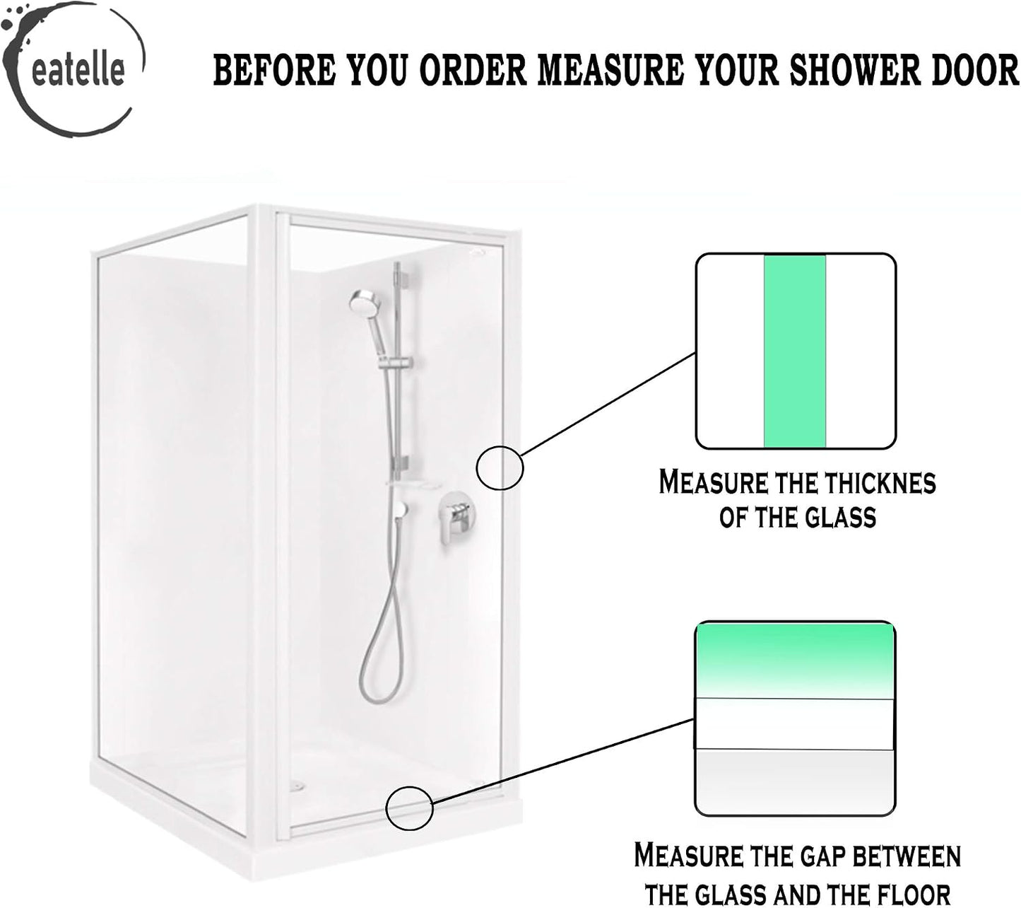 eatelle Shower Door Bottom Seal with Drip Rail for 3/16 (5mm) Thick Glass, 36" Long Sweep - Ultra Clear Polycarbonate