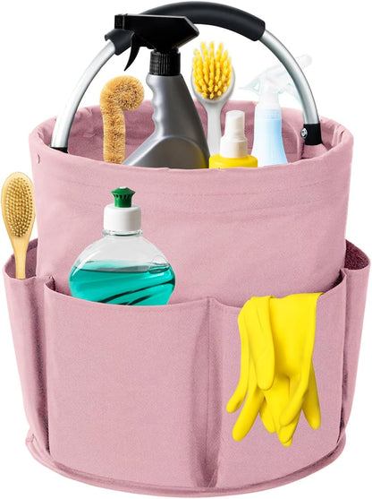Cleaning Caddy with Handle, 17L Foldable Cleaning Supplies Organizer, Portable Storage Basket, Cleaning Supply Caddy, Multifunctional Cleaning Bucket Bag for Garden, Home, Kitchen (Black)