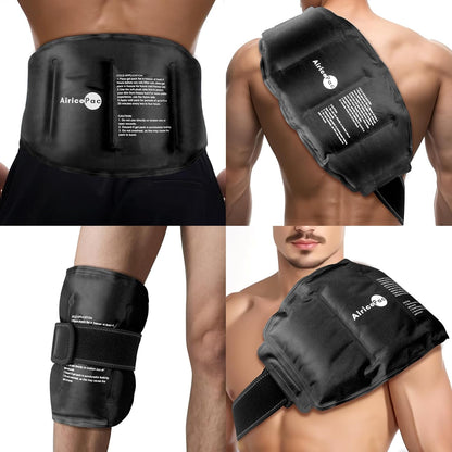 AiricePac 16 × 9" Large Ice Pack for Injuries Reusable Gel for Lower Back, Shoulder, Knee, Elbow, Hip, Leg, Soft Flexible Cold Compress for Pain Relief