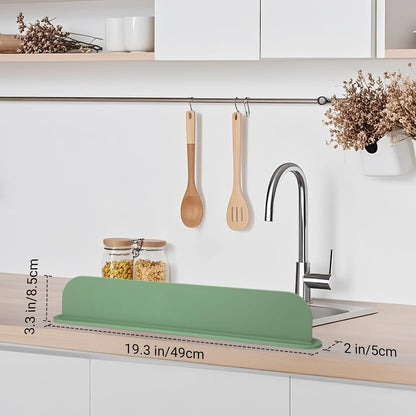 19.3 inch Silicone Sink Splash Guard, Splash Guard for Kitchen Sink Area, Backsplash Protector for Kitchen Countertop & Bathroom Bathtub with Non-Slip Strong Suction, White
