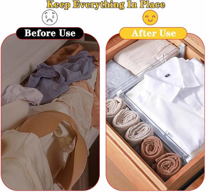 4 Pcs Drawer Dividers for Clothes,3.15" High 11.34"-19.69" clear | Adjustable Expandable Dresser Drawer Organizer, Clear Plastic Separators for Dresser, Baby Clothing